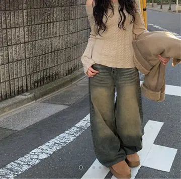 [ anyonemore ] 와이드 데님 팬츠 한국 브랜드