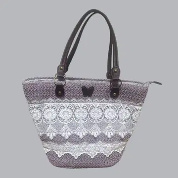 axes 레이스 장식의 퍼플 바스켓백
