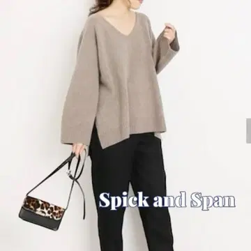 스픽 앤 스팬 캐시미어 울 V넥 풀오버 사이드 슬릿