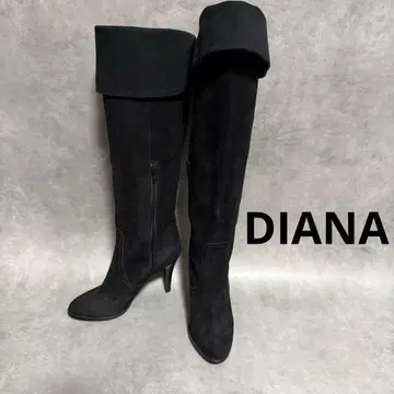 DIANA 블랙 스웨이드 오버니 부츠