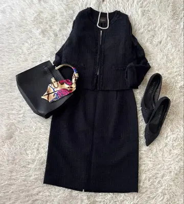 새상품급 드밀크 노카라 트위드 자켓 M 졸업식 입학식 세레모니