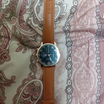 아날로그 손목시계 파랑 다이얼 가죽