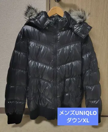 유니클로 프리미엄 다운 자켓 블랙 XL 퍼 포함 남성용