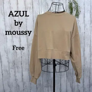 아즐 맨투맨 F 크롭 기장 오버 사이즈 캐주얼 베이지