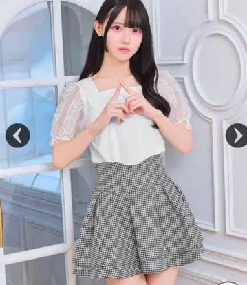 미셸 마카롱 S 사이즈 슬림 레그 스커트 하운드투스 체크 패턴