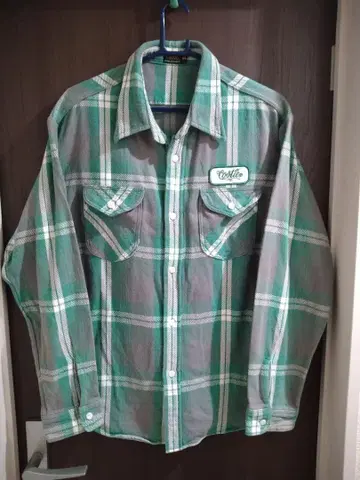 Cootie XL 플란넬 셔츠 헤비 플란넬 블록 체크 그린