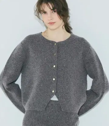 coca 코카 융모 니트 금장 버튼 가디건 그레이 M