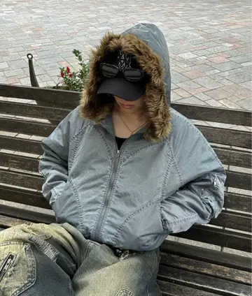 ADAMASTE 빈티지 메이크 쇼트 퍼 재킷