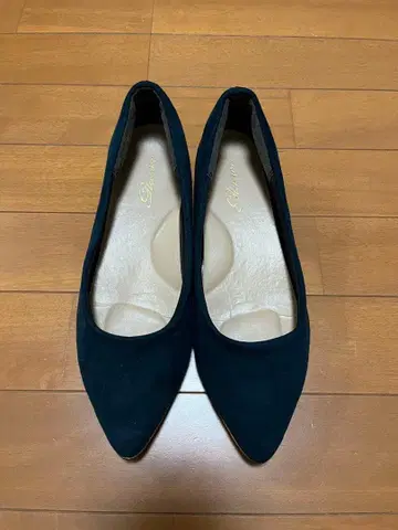 네이비 스웨이드 스틸레토 플랫 펌프스