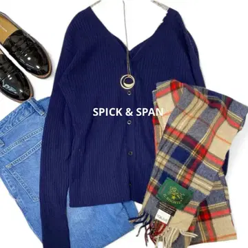 SPICK & SPAN 이탈리아 얀 V넥 리브 니트 가디건 얇은 소재