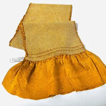 [ 미사용 ] 순수 실크 오비 장식 천 총 쥐어 짠 황토색