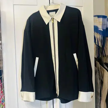 Lui's 클레릭 절개 지퍼 셔츠 블루종