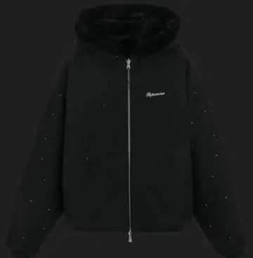 andwang Kirakira 2way fur zip up black