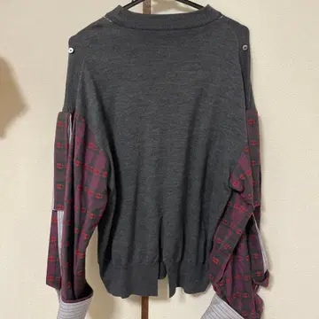 IRENE 아이레네 그레이 니트 체크 무늬 긴팔 셔츠 포함