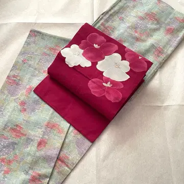 파스텔 컬러 울 기모노와 오비 세트 1