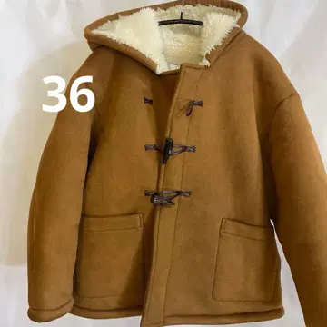 빔즈 구매 브라운 후드 부착 무스탕 코트