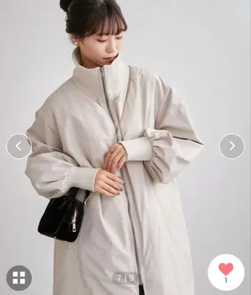 차오패닉 티피 스탠드 카라 볼륨 슬리브 롱 코트