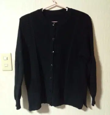 모 100% 블랙 니트 가디건 버튼 포함