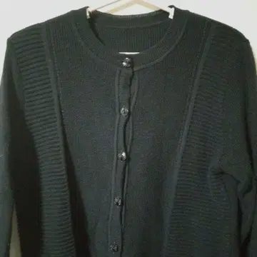 모 100% 블랙 니트 가디건 버튼 포함