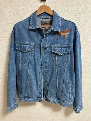 Port Authority 데님 자켓 애니멀 무늬 말 패턴