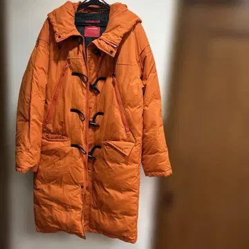 NOISE MAKER 후드 부착 오렌지 다운 자켓