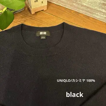 유니클로 캐시미어 100% 블랙 크루넥 스웨터 사이즈 L