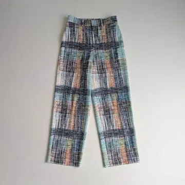 MACPHEE 오버 체크 프린트 와이드 스트레이트 팬츠 투모로우랜드