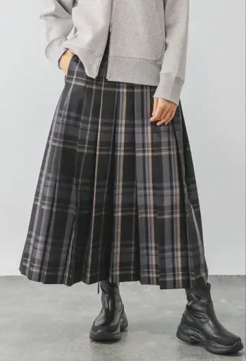 GROBAL WORK 체크 플리츠 스커트