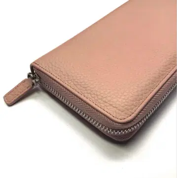 [ 특가! ] 주름 가공 천연 가죽 라운드 지퍼 장지갑 핑크