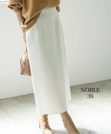 NOBLE 저지라이크 컬러 타이트 스커트 화이트 36