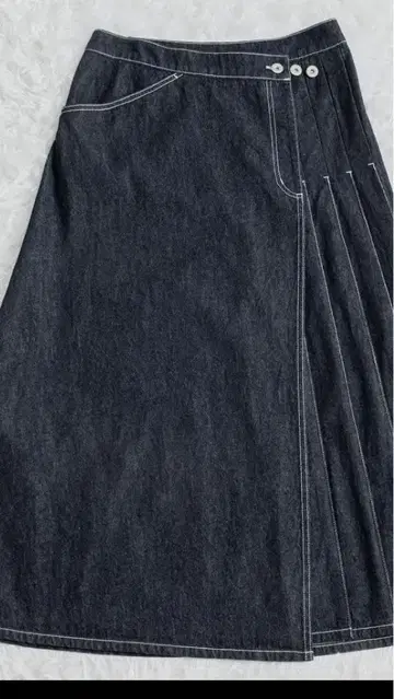 BEAMS BOY 25SS 랩 플리츠 스커트 데님 2