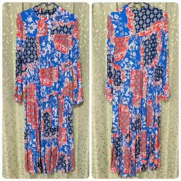 [ 새상품급 ] 티어드 원피스 오리엔탈 컬러풀 페이즐리풍