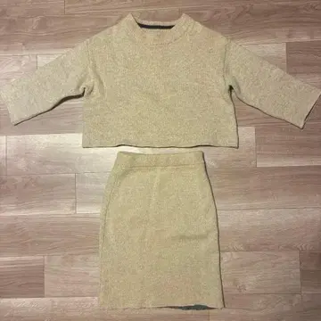 베이지 니트 스커트 셋업