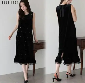 펄 장식 벨로아 원피스