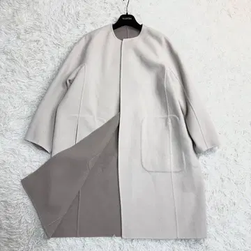 새상품급 디자인 웍스 노카라 코트 더블 페이스 리버서블 38