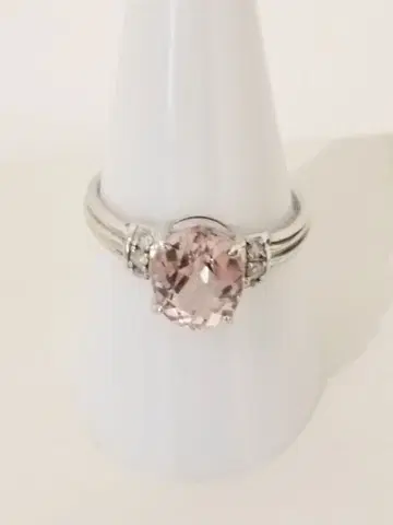 사이드 다이아 핑크 스톤 반지 약 19호 PT 100