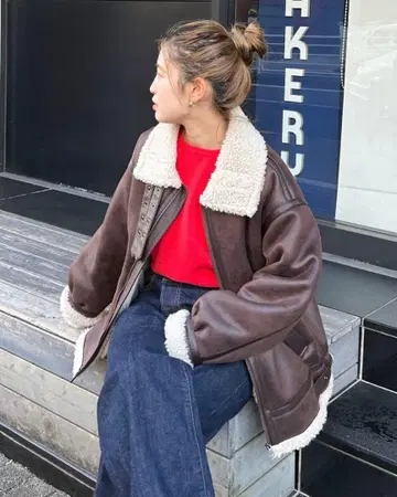 Ungrid 페이크 무스탕 보아 블루종