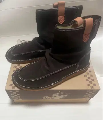 인디언 모토사이클 리얼 스웨이드 가죽 숏부츠