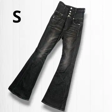 새상품급 에모다 하이웨스트 컷오프 플레어 데님 S