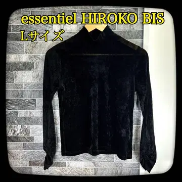 [새상품급] HIROKO BIS 시스루 티셔츠 터틀넥 긴팔 블랙