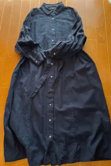 스튜디오 클립 플란넬 셔츠 원피스 블랙 래글런 슬리브