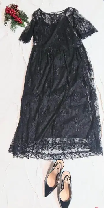 DRWCYS 블랙 레이스 드레스