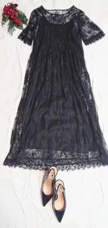 DRWCYS 블랙 레이스 드레스