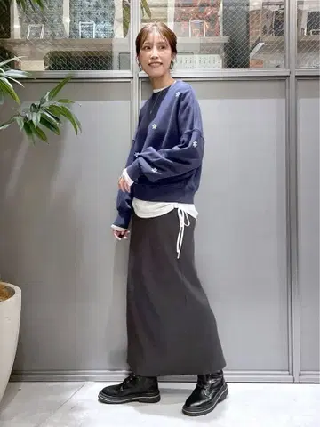 niko and - 셀프컷 리브 슬릿 스커트