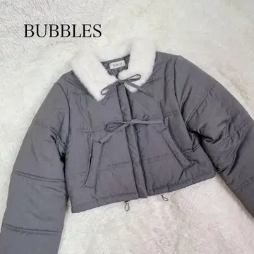 [ 완판템 ] BUBBLES 퍼 컬러 숏 다운 리본 그레이 프리