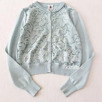 Sov. 꽃무늬 자수 가디건 36 블루