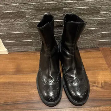 시맨틱 디자인 블랙 가죽 사이드 고어 부츠