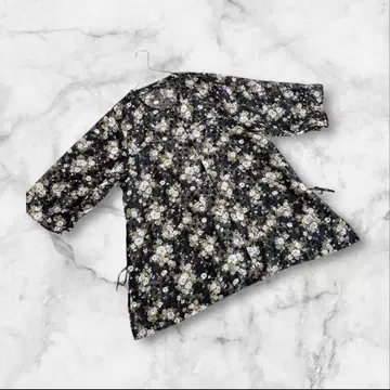 마더 7부 소매 블라우스 튜닉 프리 사이즈 네이비 꽃무늬 시스루