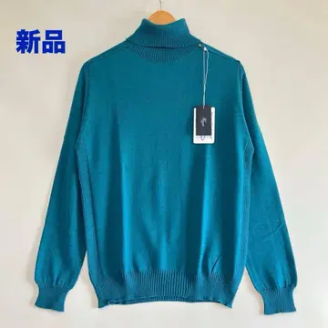 새상품 Harriss 엑스트라 파인 메리노울 터틀넥 블루 S