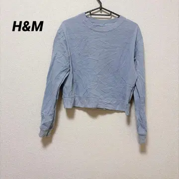 H&M 에이치앤엠 라이트 블루 크롭 맨투맨